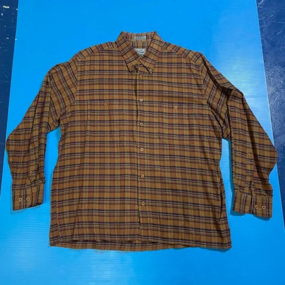 Ra-Vela J. Miller Vintage Plaid Flannel Shirt Mens Large L Brown‎ Earthy Grandpa